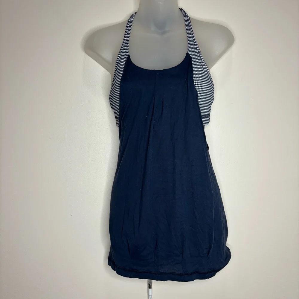 Lululemon Racerback navy blue tank top with sports bra size 4